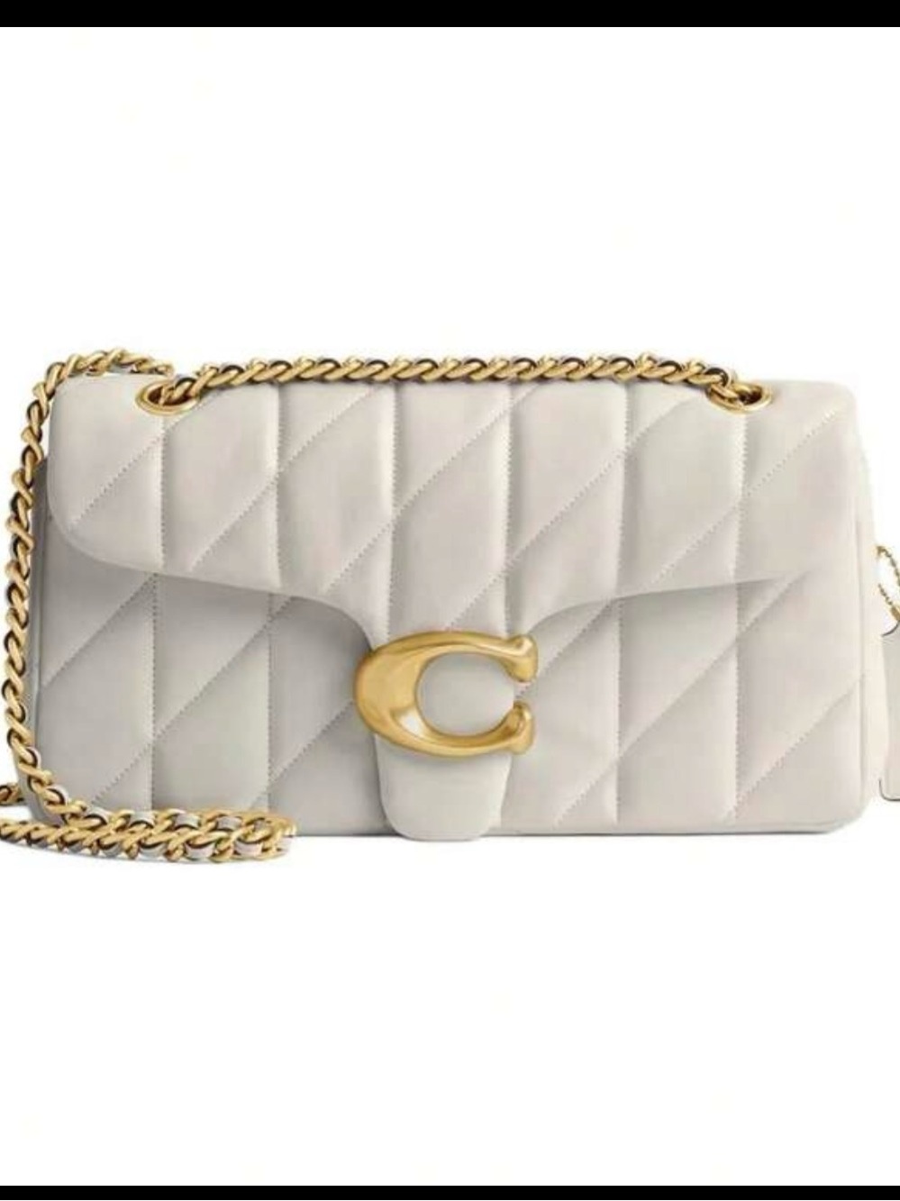 Coach Chalk Quilted Shoulder Bag with Gold Hardware